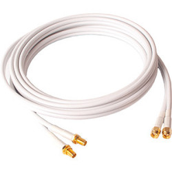 CAB-143 Câble (blanc) siamois faible perte HDF-195 2 x SMA Mâle vers 2 x SMA Femelle (plaqués or) - 3 mètres