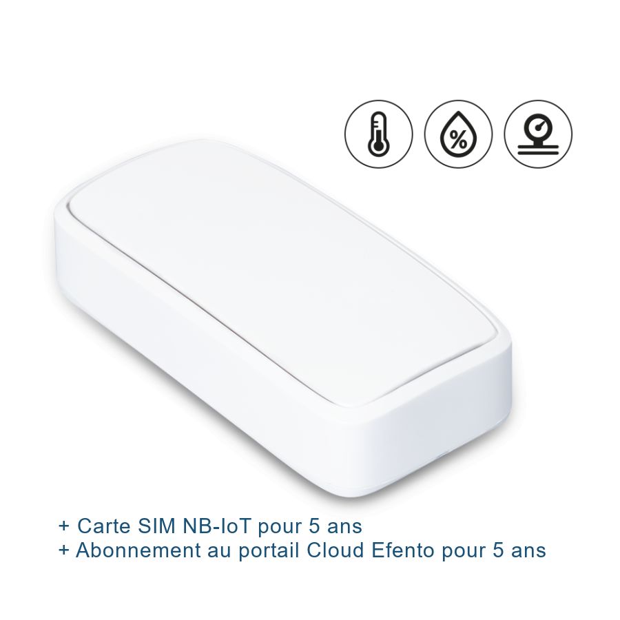 Pack Efento Enregistreur sans fil de pression atmosphérique, de température et d'humidité NB-IoT avec abonnement Cloud 5 ans