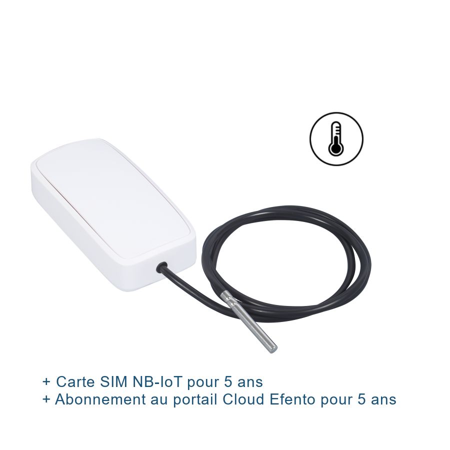 Pack Efento Température (-200 à 200°c) NB-IoT - sonde externe avec carte SIM et abonnement Cloud pour 5 ans