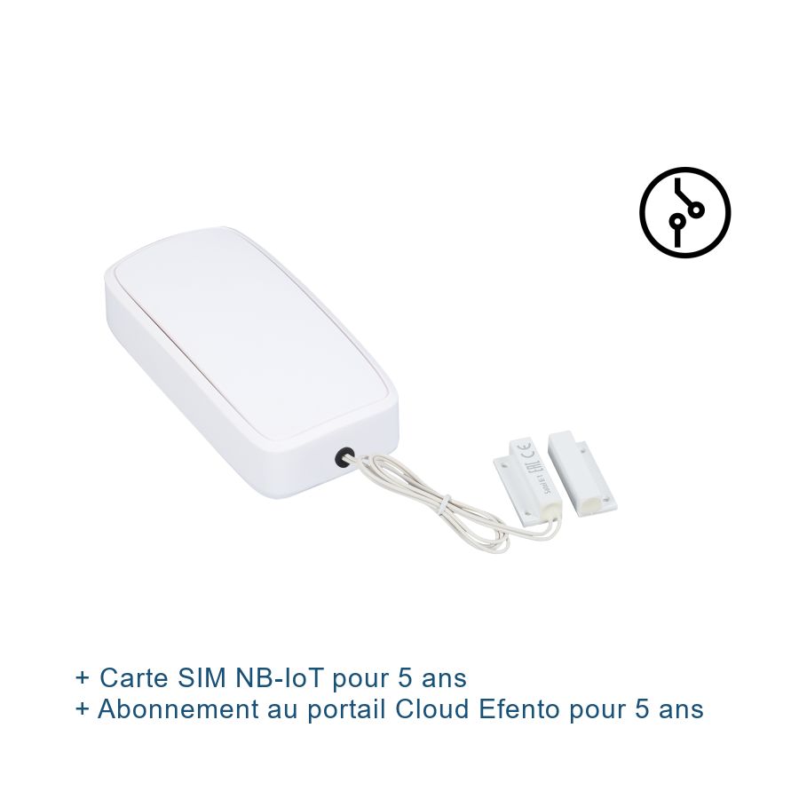 Pack Efento Contact magnétique (porte, fenêtre,...) NB-IoT - Contact plastique avec carte SIM et abonnement Cloud pour 5 ans