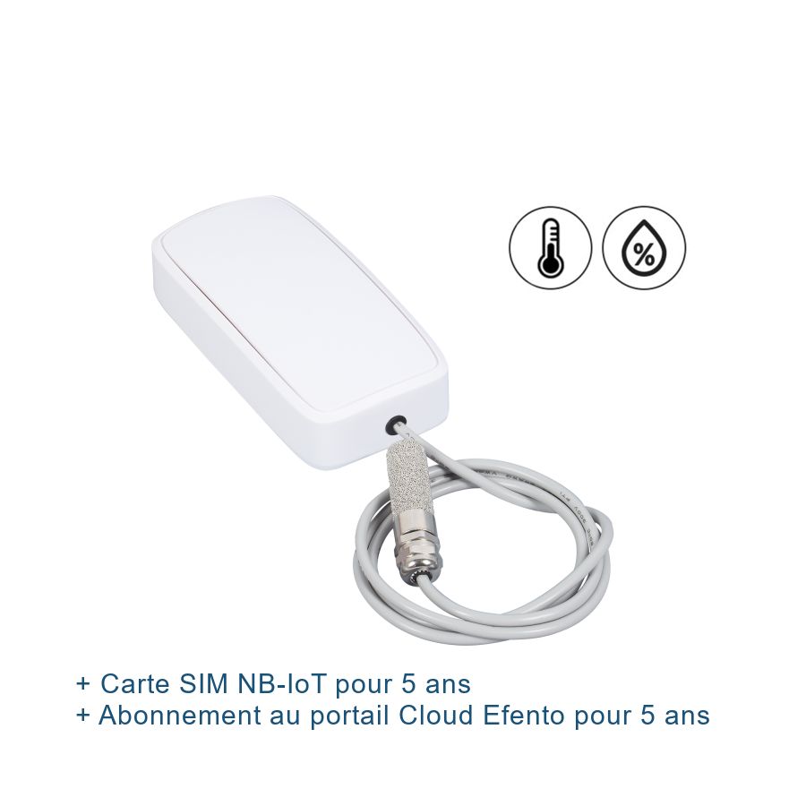 Efento Température (-55 à 125°c) NB-IoT - sonde externe + interne avec carte SIM et abonnement Cloud pour 5 ans