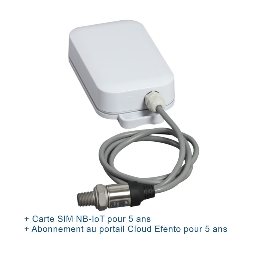 Pack Efento Pression de canalisation (0-7 bars) avec carte SIM et abonnement Cloud pour 5 ans